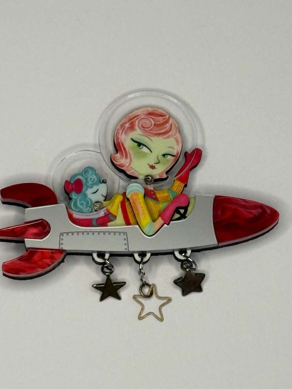 Lipstick & Chrome Laliblue Space Rocket Brooch Acrylic